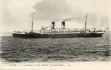 CARTE POSTALE ALGERIE / ALGER / PAQUEBOT LE CARTHAGE COMPAGNIE TRANSATLANTIQUE
