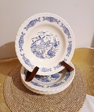 Lot de 5 Assiettes à Creuse à Décor Floral Bleu - Rotterdam - Vintage