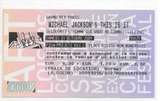 RARE / TICKET BILLET CONCERT FILM - MICHAEL JACKSON : LIVE A PARIS FRANCE 2009