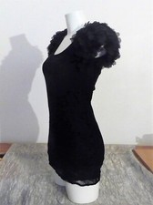 ? Robe/ Tunique Doublée Dentelle Noir Petites Manches- Taille 36- Neuf- Flsams
