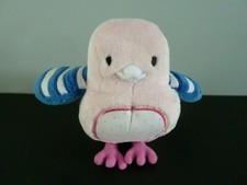 D1- DOUDOU PELUCHE  KIMBALOO OISEAU ROSE BLEU POIS ne chante plus - ETAT NEUF