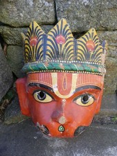 Grand Masque indien Hanuman carton plâtre peint à remettre en forme 37cmX30cm