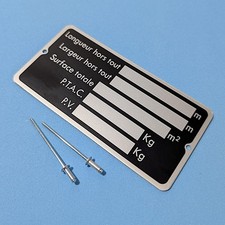 Plaque de tare aluminium 100x50 mm - vierge avec rivets POP - caravane/remorque