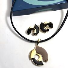 Parure Collier Boucles D’oreilles Pâte De Verre  Signé PIERRE LANG Paris Vintage