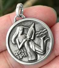 Médaille du Zodiaque verseau Aquarius Medal en Argent Massif