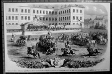 CARROUSEL ECOLE CAVALERIE SAUMUR  gravure 1861 document 