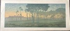 Henri Rivière L’aube Lithographie Originale Bretagne Paysage Vache 