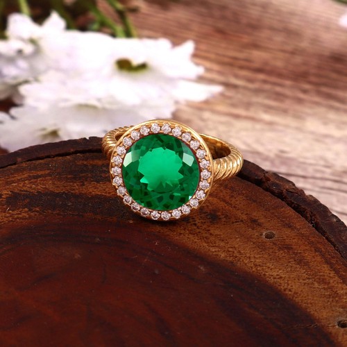 Bague halo émeraude créée - bague,