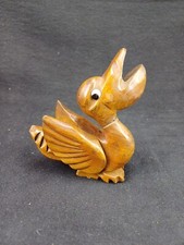 Rare ancien briquet sculpté sculpture pélican bois vintage 1950 art populaire