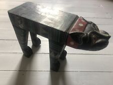 Selette Tabouret Inde Debut Xxeme Sculpture Chat Bois Polychrome 