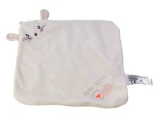 Doudou plat Lapin blanc rose