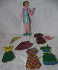 Poupée femme double face en carton à habiller , vêtements  ,années 50 ,