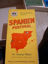 Ancienne Carte Routière  Landkarte  Espagne Portugal