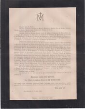 1896 Faire-part décès Mme Jules de BUYER née de RAINCOURT Besançon Doubs