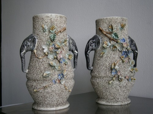 Paire vases barbotine - vases,