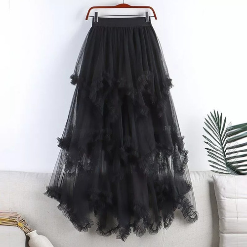 Jupe long tulle noir - jupe,