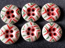 6 ANCIENS   BOUTONS EN PORCELAINE   MERCERIE ANCIENNE DIAMETEE 1,8 CM