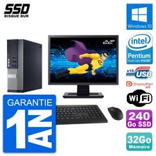 PC Dell 9020 SFF Ecran 22" Pentium G3220 RAM 32Go SSD 240Go Windows 10 Wifi