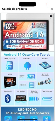 Tablette android pouces 64 - pouces,