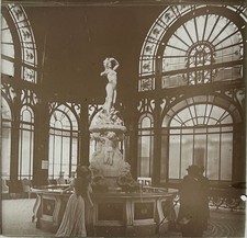 FRANCE Évian-les-Bains Source Cachat 1907 Photo Plaque de verre Stereo Vintage a