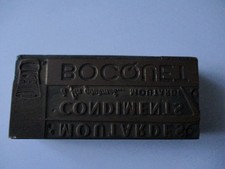 Ancienne Plaque de Tampon Encreur Moutarde Bocquet pour Etiquettes ?