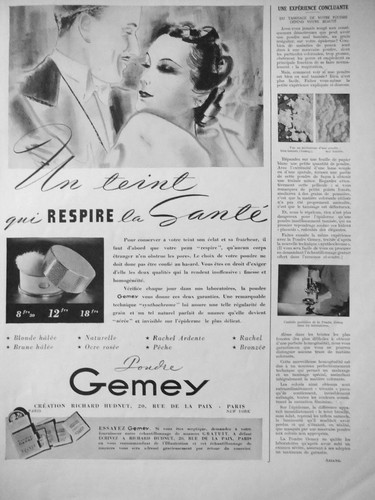 Publicité 1936 poudre - publicitÉ, gemey