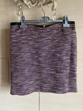 Superbe Jupe Tweed Bordeaux Brillant  Chattawak Noir  Cuir Taille 38 Chic Work