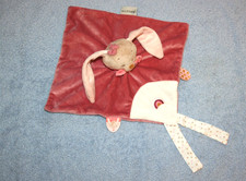 NATTOU DOUDOU LAPIN PLAT ROSE BLANC ARC EN CIEL ATTACHE TETINE ETAT NEUF