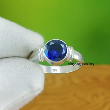 Bague cadeau en argent sterling 925 pierre précieuse tanzanite faite main tai...