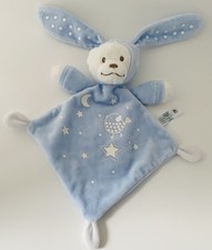 6239?Doudou plat ours déguisé en lapin bleu lune étoile oiseau NICOTOY SIMBA