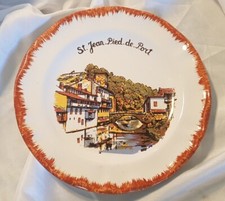 Assiette ancienne décorative Saint Jean Pied de Port, Faïence Louis Sicard Amy