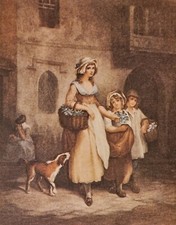 Estampe XIXe "Poignées de primeroses" Cries in London Wheatley & L. Schiavonetti