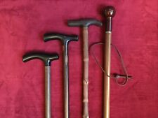 Lot de 4 CANNES ANCIENNES en BOIS ÉPINEUX et BOIS TEINTÉS