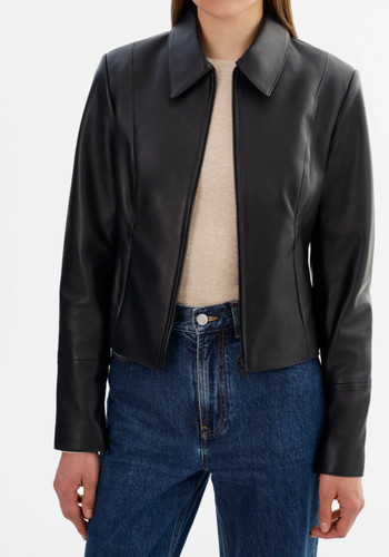 Blouson cuir noir femme motard