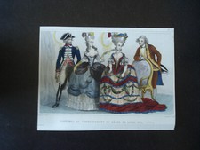 Belle gravure ancienne aquarellée Lalaisse Costumes sous le règne de Louis XVI. 