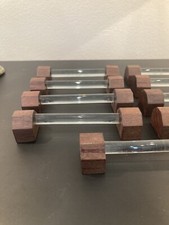 Suite De 9 Porte Couteaux Tubes De Verre Et Bois Exotique