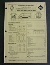 Fiche technique automobile RENAULT TRAFIC phase II 1721 cm3 essence-traction