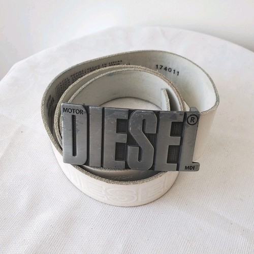Ceinture cuir blanc motor - cuir,