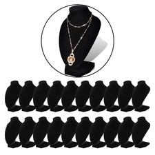 20pcs Noir Velours Collier Buste Présentoirs Pendentif Chaîne Porte-bijoux