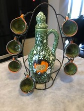 ANCIEN SERVICE A LIQUEUR DIGESTIF VALLAURIS GRAU D AGDE FAIT MAIN 31 x 27 cm