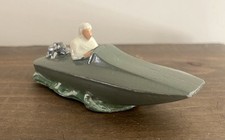 Ancien Jouet JRD Hors Bord Canot Bateau en composite monté sur 3 Billes Motrices