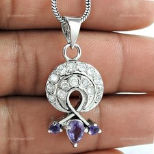 Zircone Véritable 925 Argent Sterling Noël Cadeau Chaton Février Pendentif