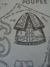 N°78 ANCIEN PATRON LA POUPEE MODELE 45 CM   MANTEAU HIVER A COLLET DECEMBRE 1871