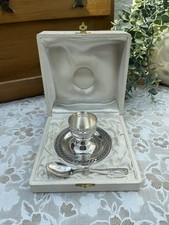 Coffret Vintage Coquetier Ajouré avec Soucoupe + Cuillère Poinçonnée