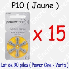 90 piles auditives : JAUNE P10 ( = 15 blisters )