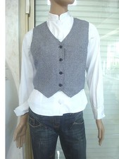 GILET DE BARMAN VICHY PIED DE POULE BLEU MARINE & BLANC NEUF T 36/38