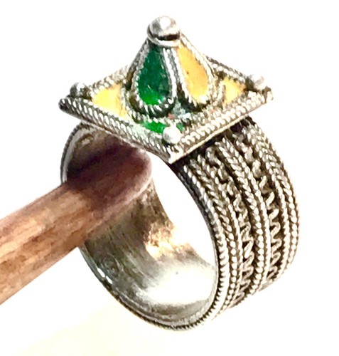 Bague argent emaillé kabyle - bague,