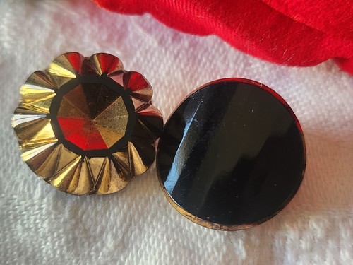 Duo boutons anciens - , verre