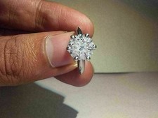 Bague de fiançailles Solitaire 1,50 ct coupe ronde Moissanite en or blanc...