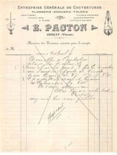 Facture.AM19980.Gençay.1920 environ.E Pacton.Couverture.Plomberie.Zinguerie.T